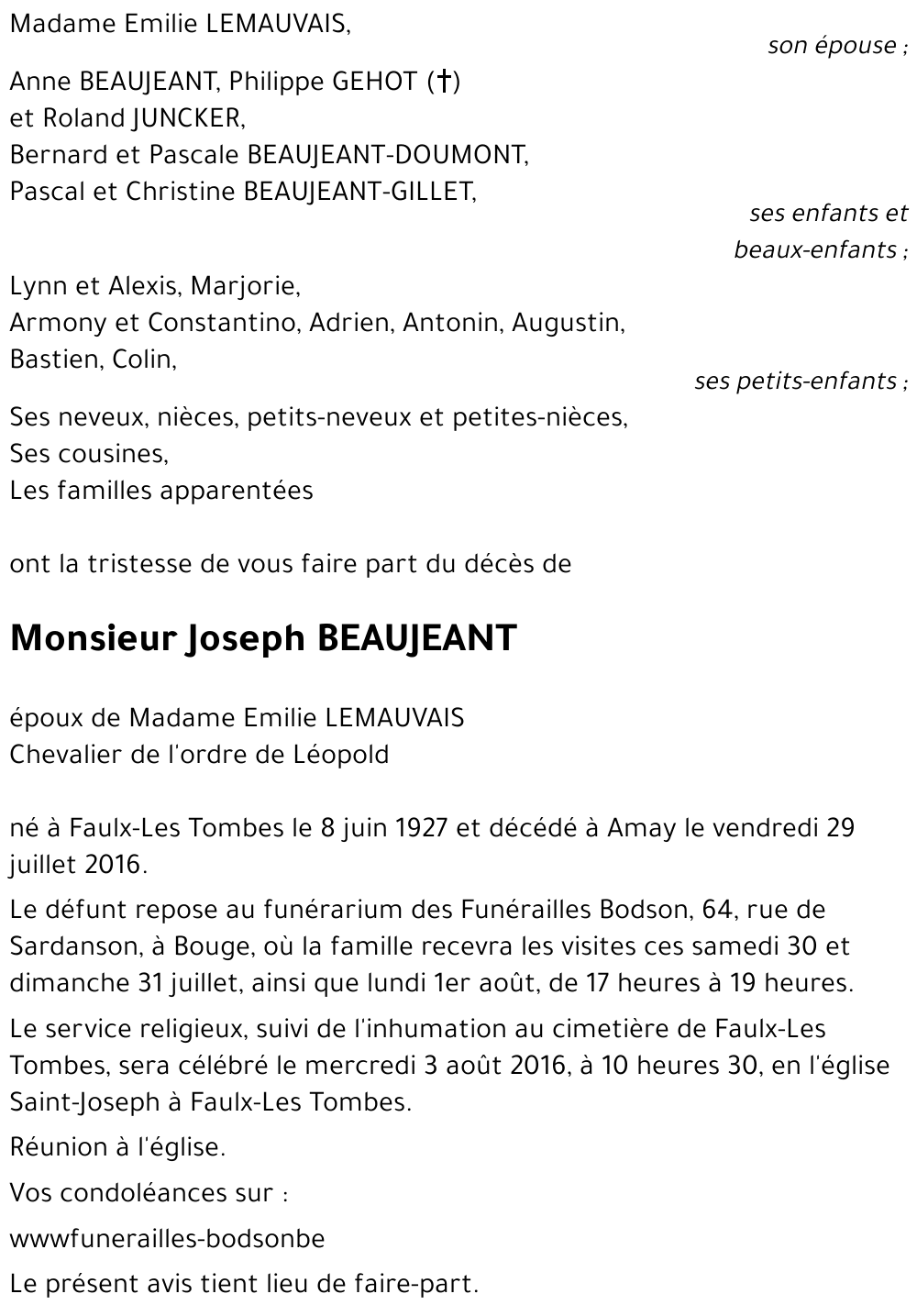 Joseph BEAUJEANT
