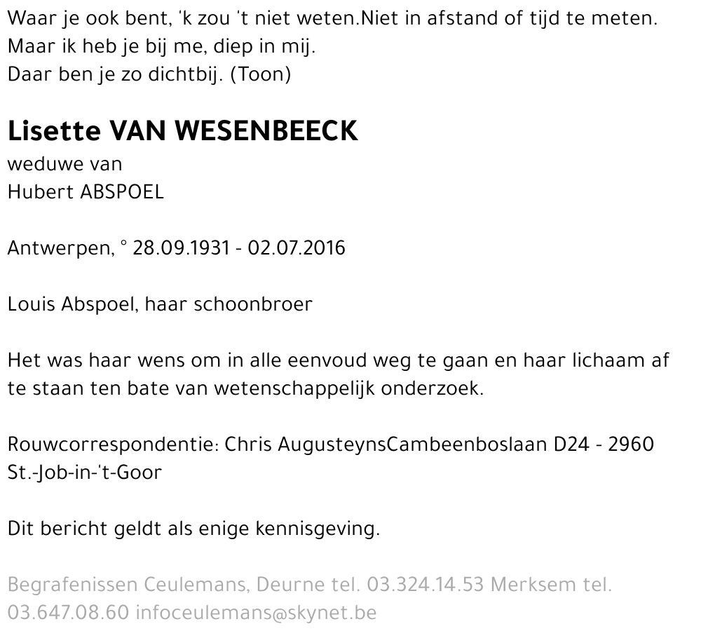 Lisette Van Wesenbeeck