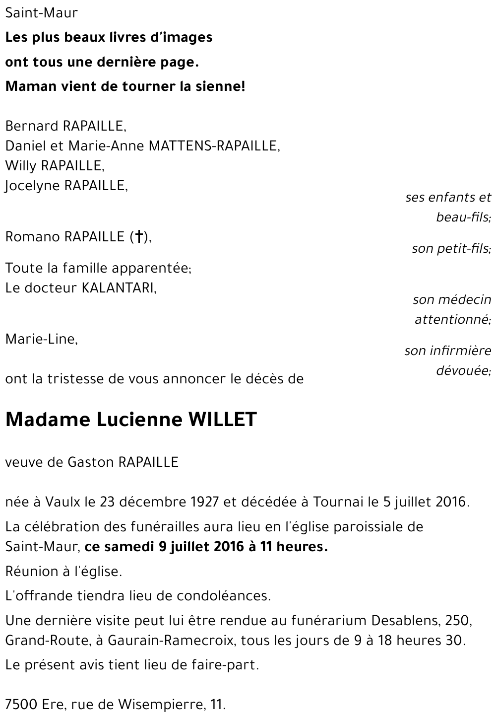 Lucienne WILLET