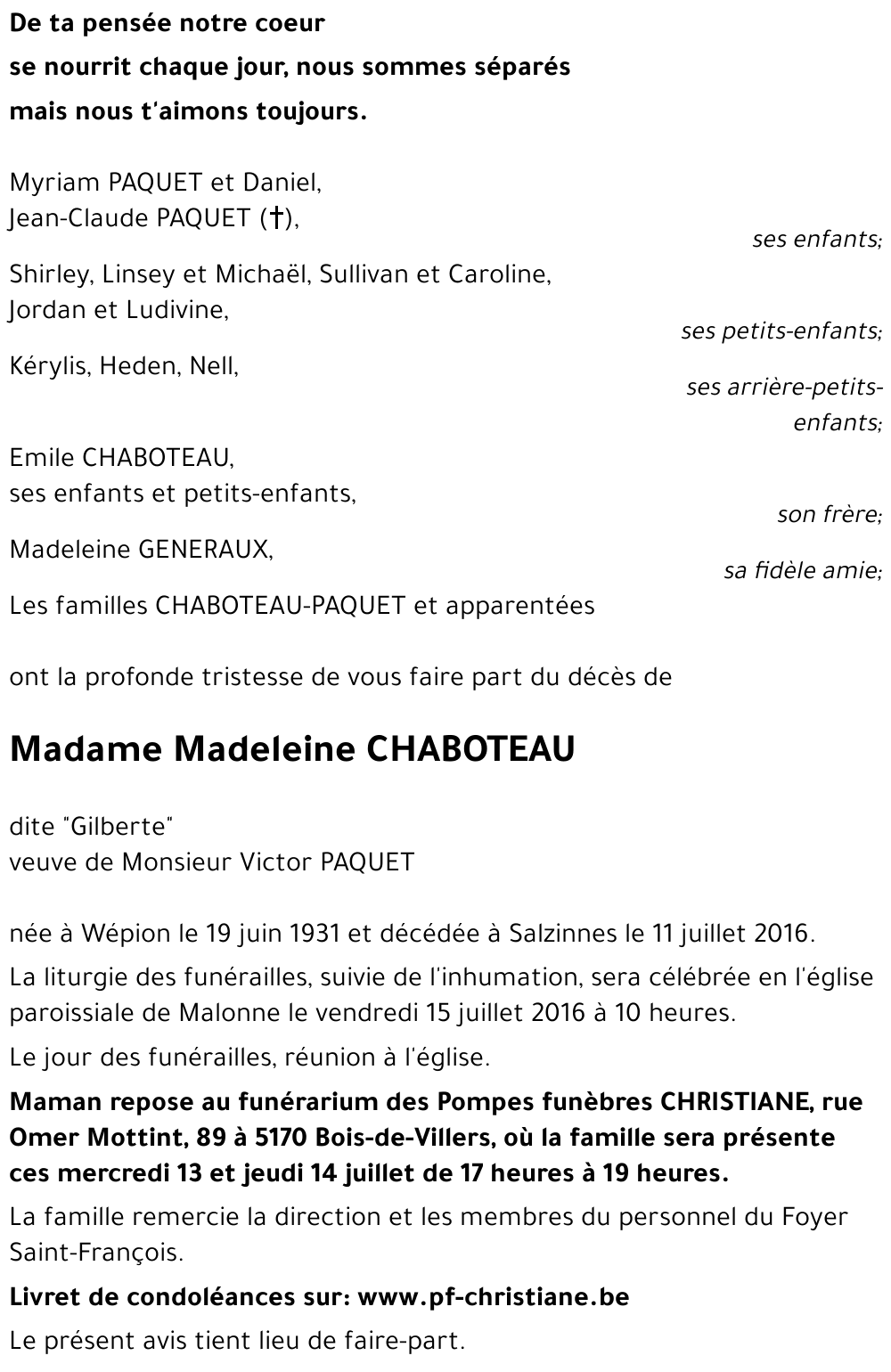 Madeleine CHABOTEAU