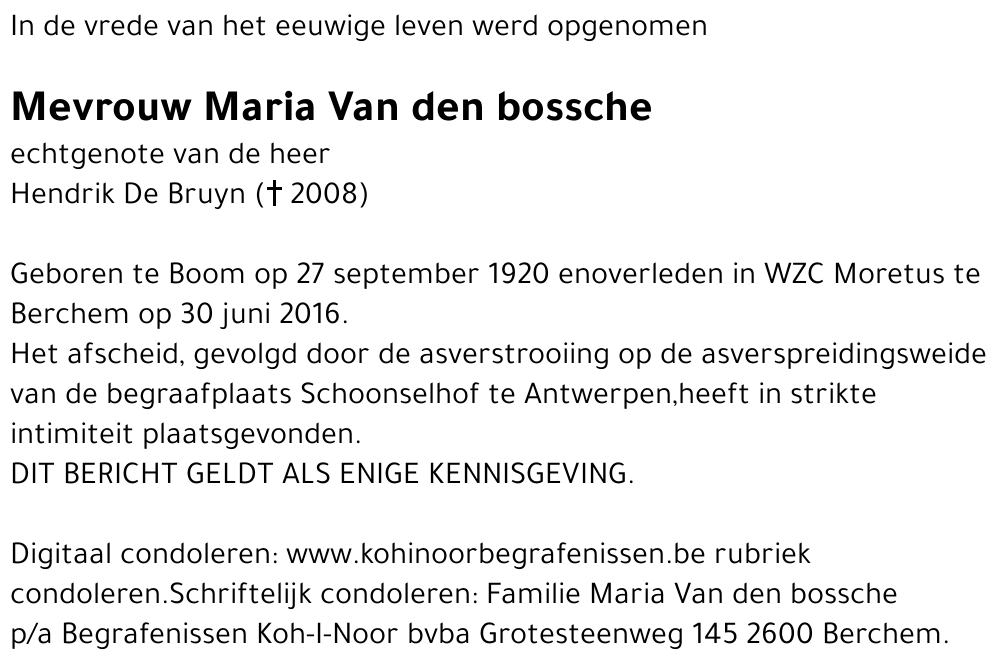 Maria Van den boschhe