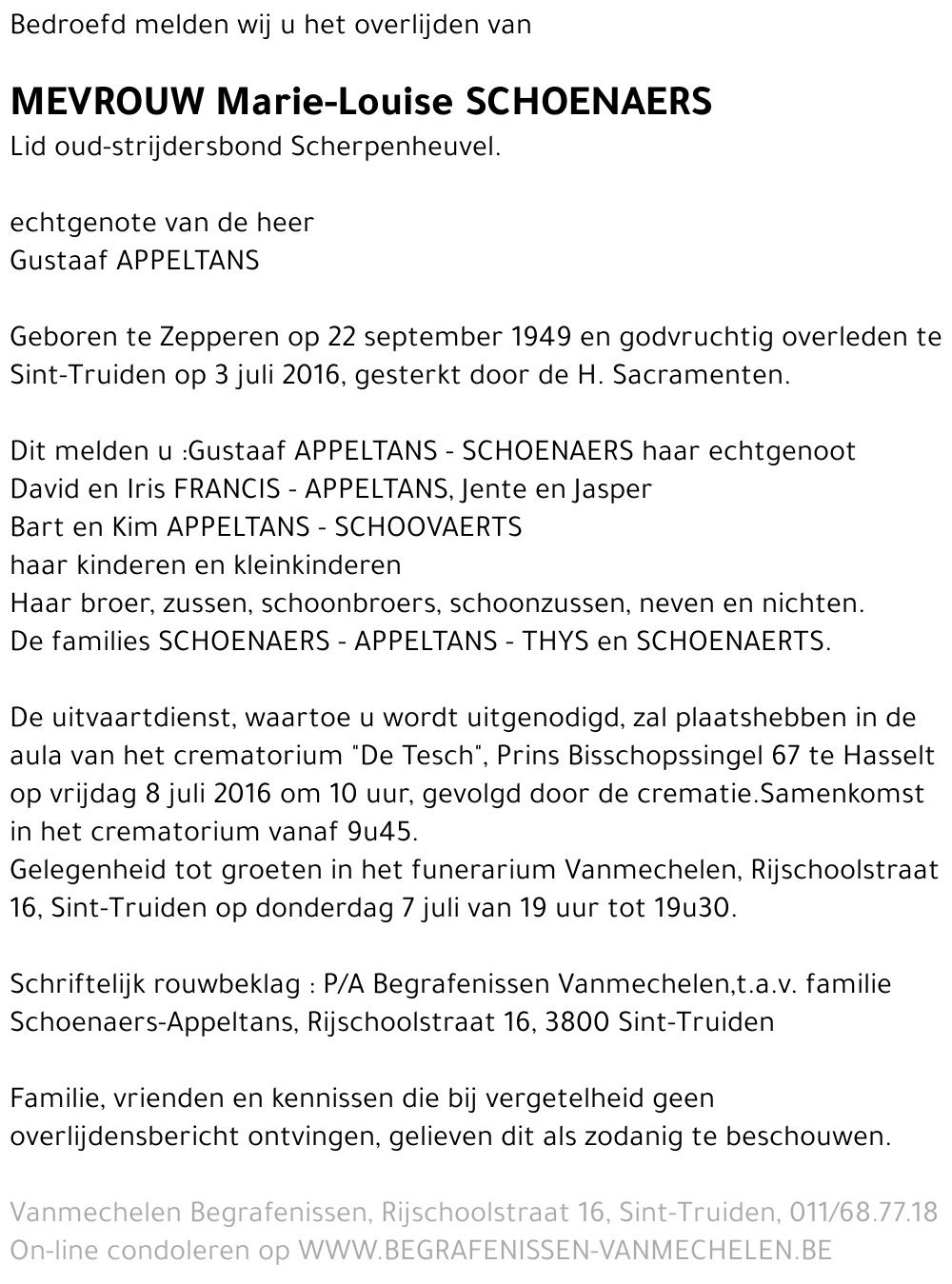 Marie-Louise Schoenaers