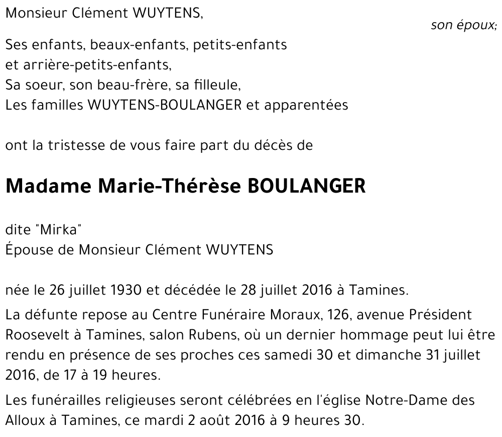 Marie-Thérèse BOULANGER