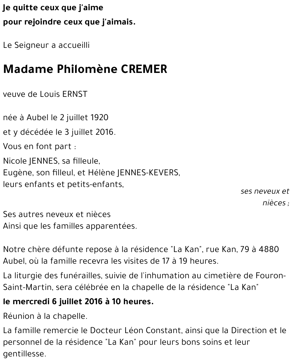 Philomène CREMER