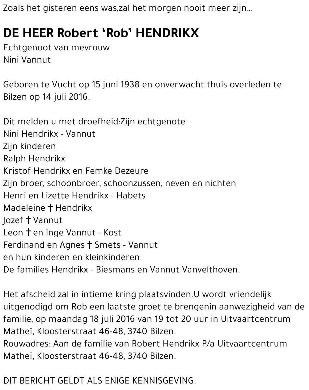 Robert ‘Rob’ Hendrikx