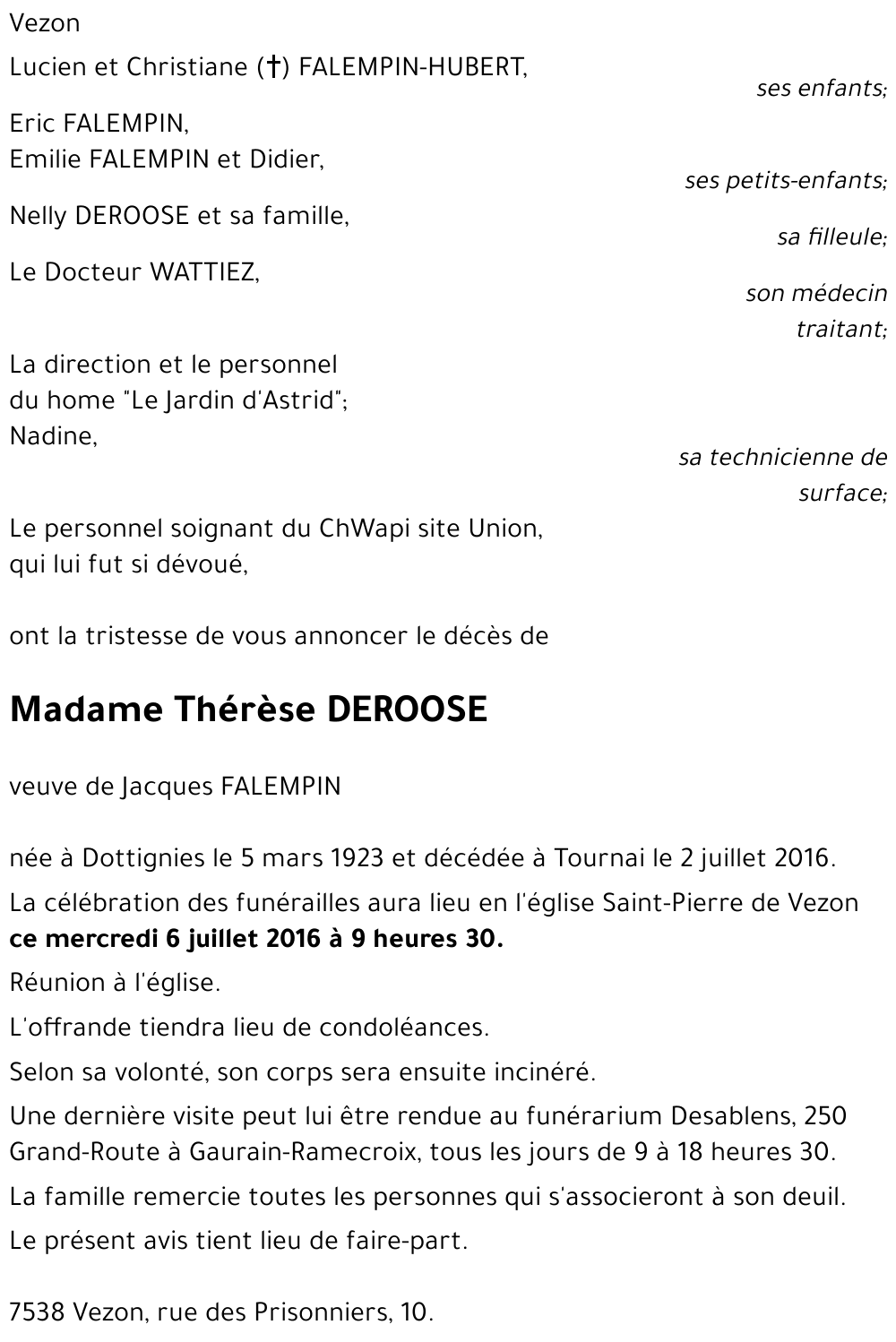 Thérèse DEROOSE