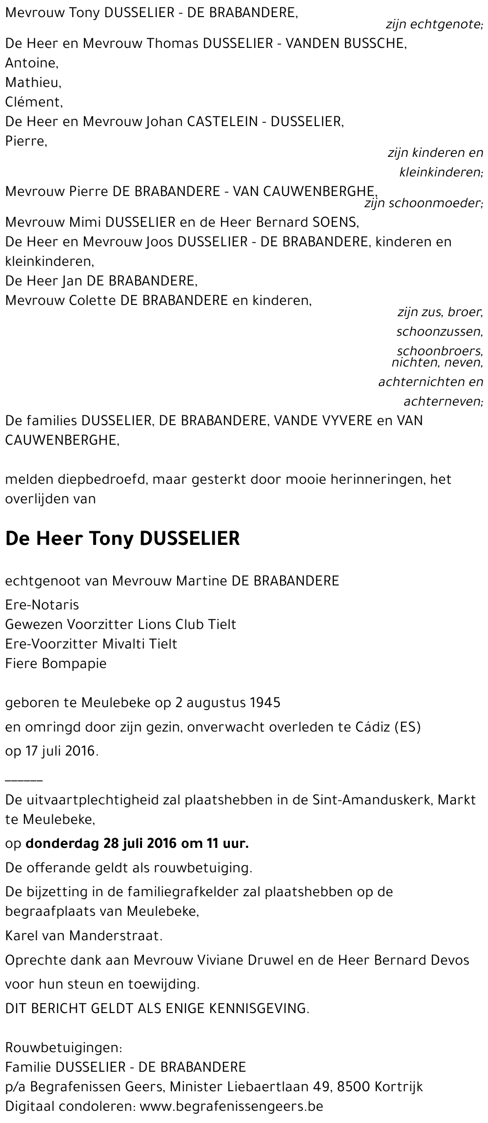 Tony DUSSELIER