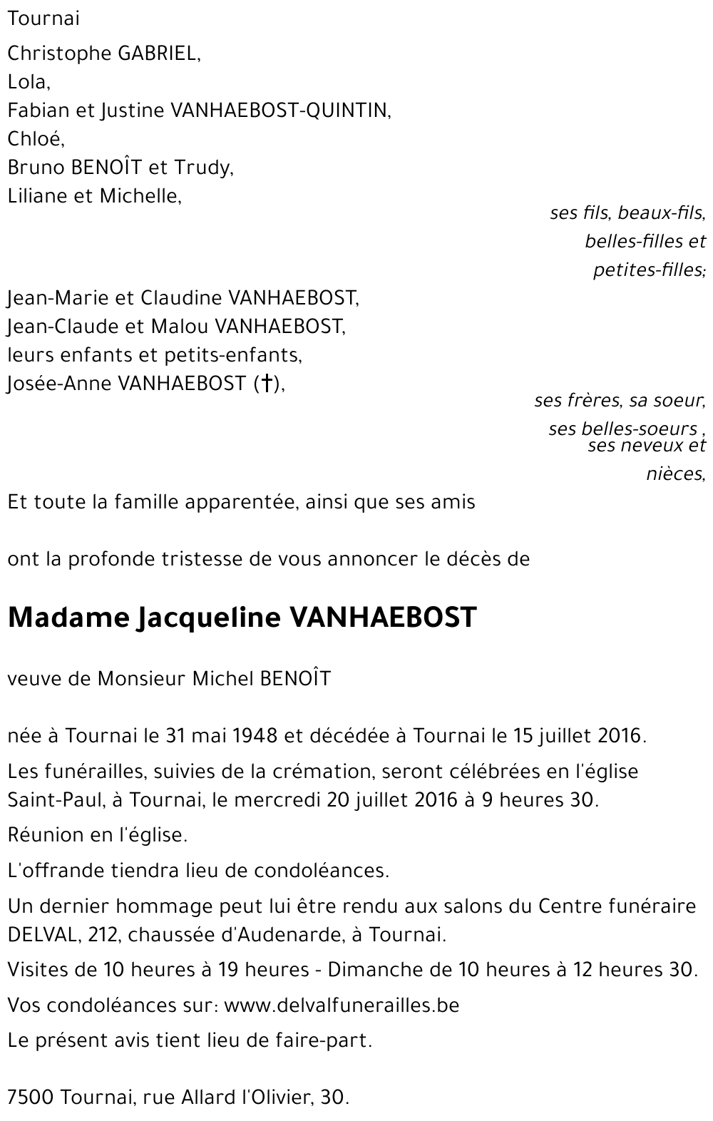 VANHAEBOST Jacqueline