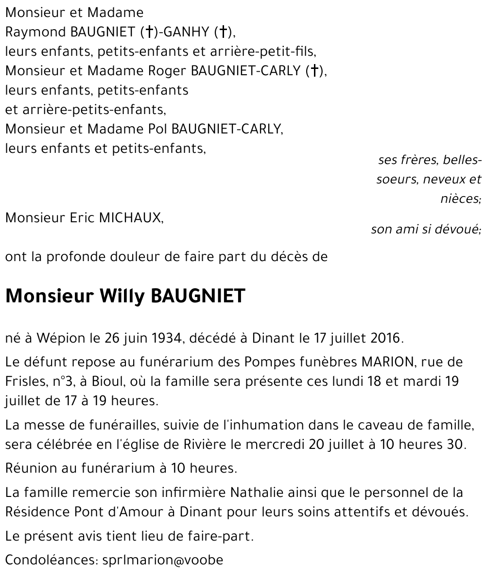 Willy BAUGNIET