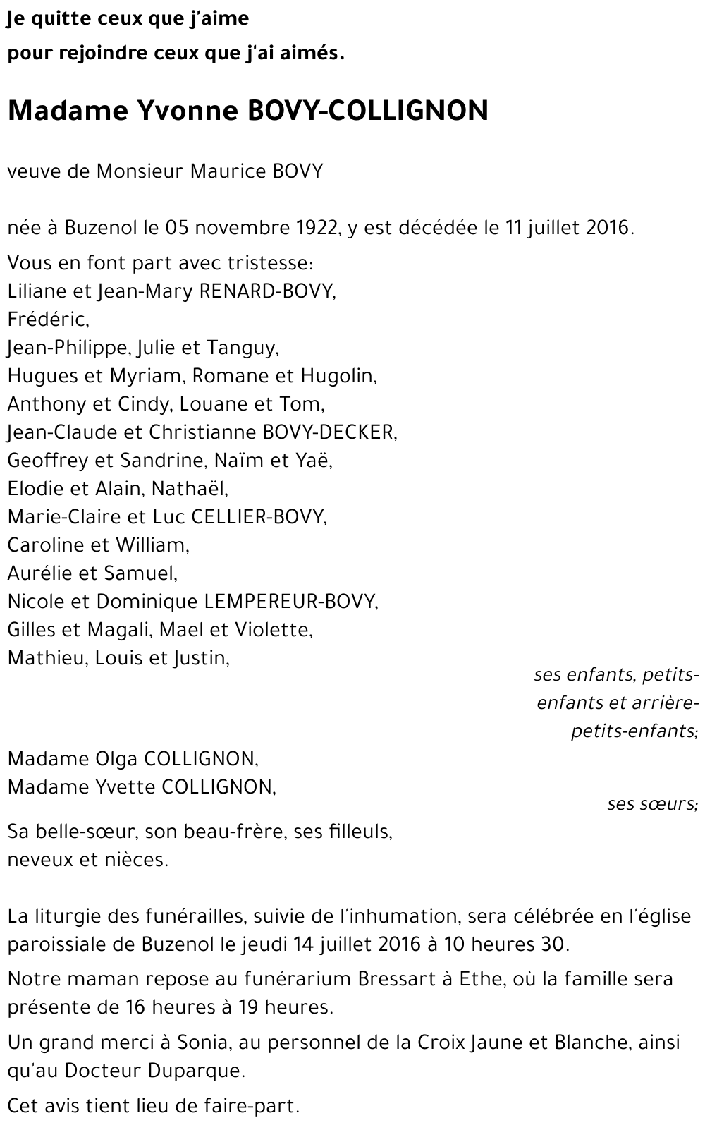 Yvonne BOVY-COLLIGNON 