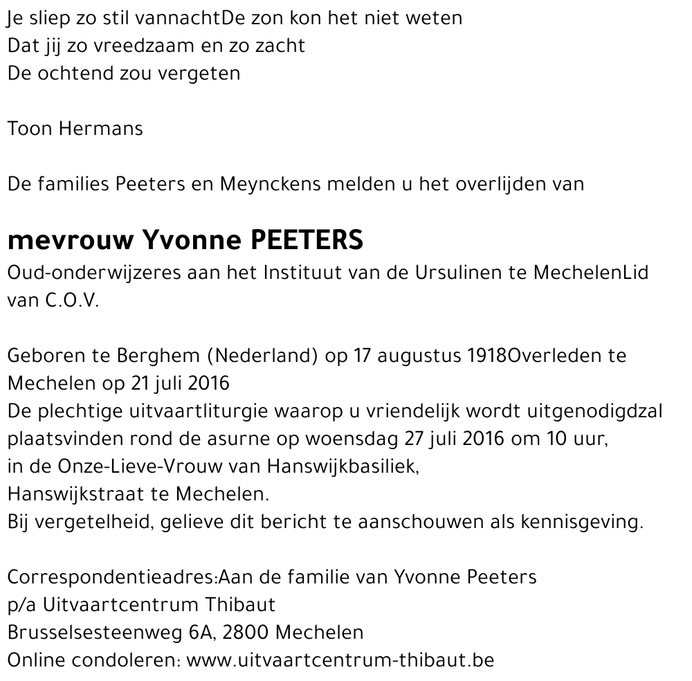 Yvonne Peeters