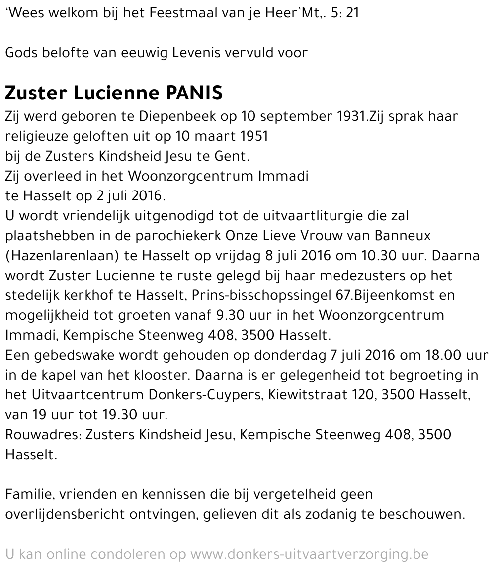 Zuster Lucienne Panis