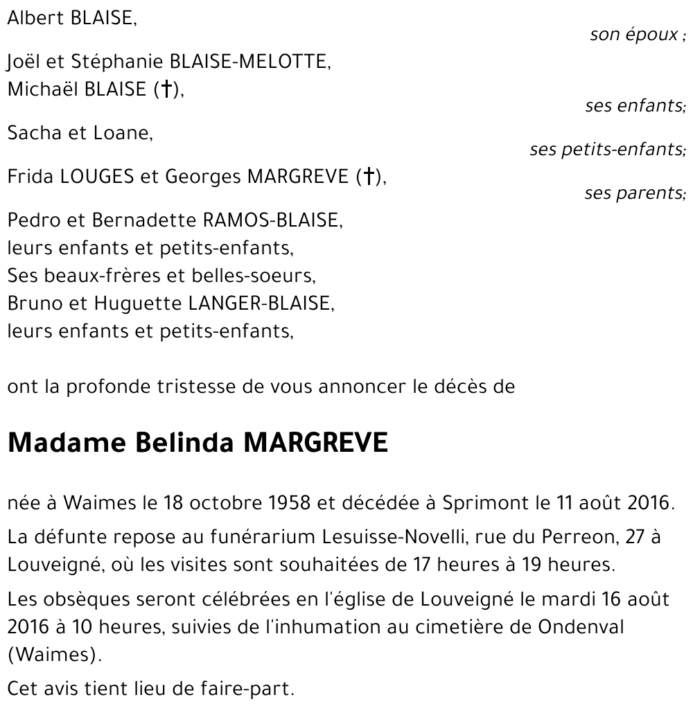 Belinda MARGREVE