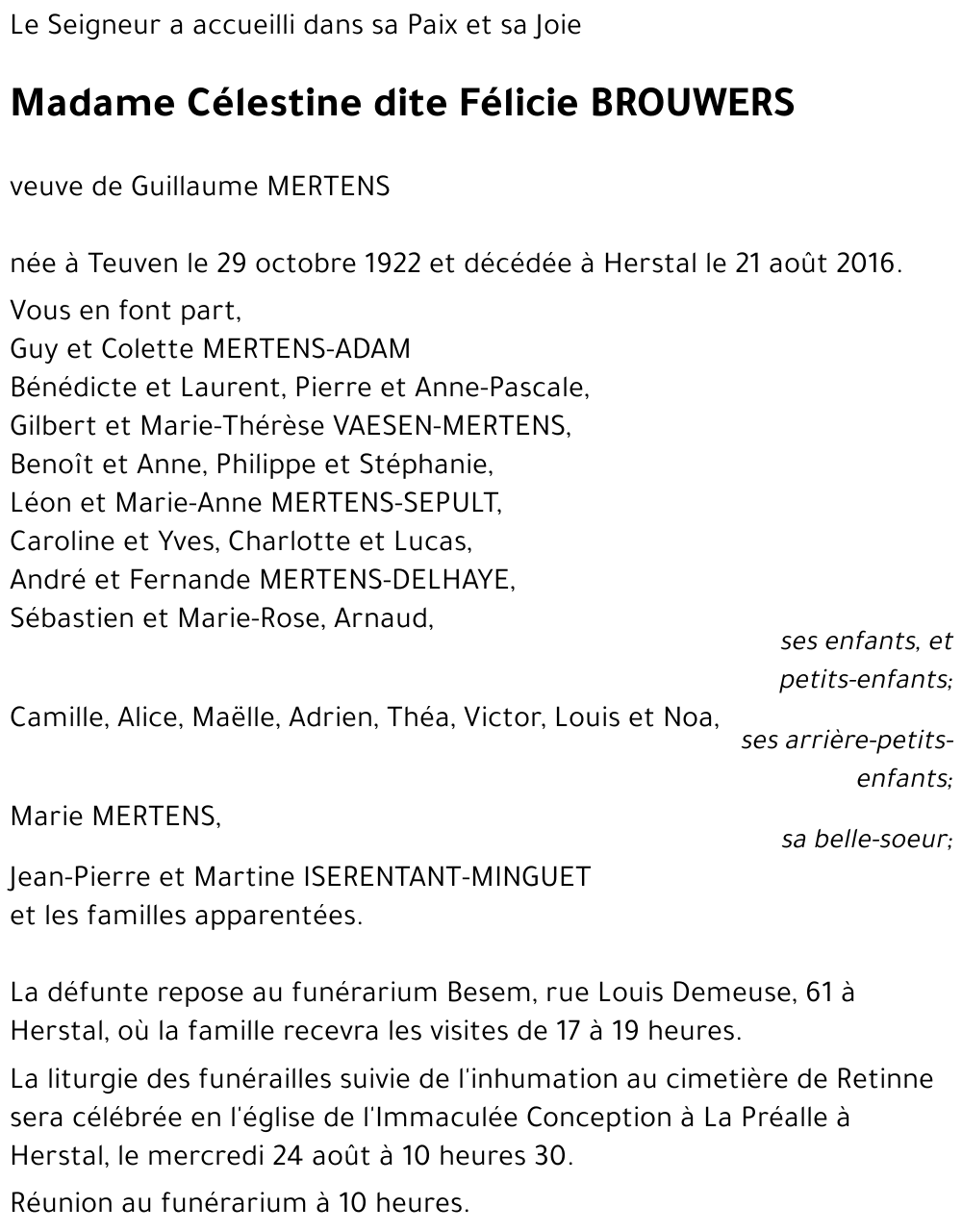 Célestine BROUWERS