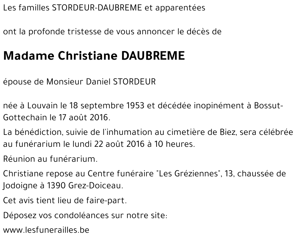 Christiane DAUBREME