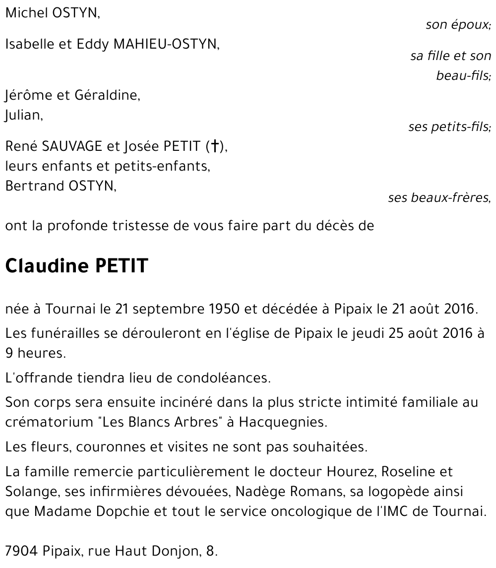 Claudine PETIT