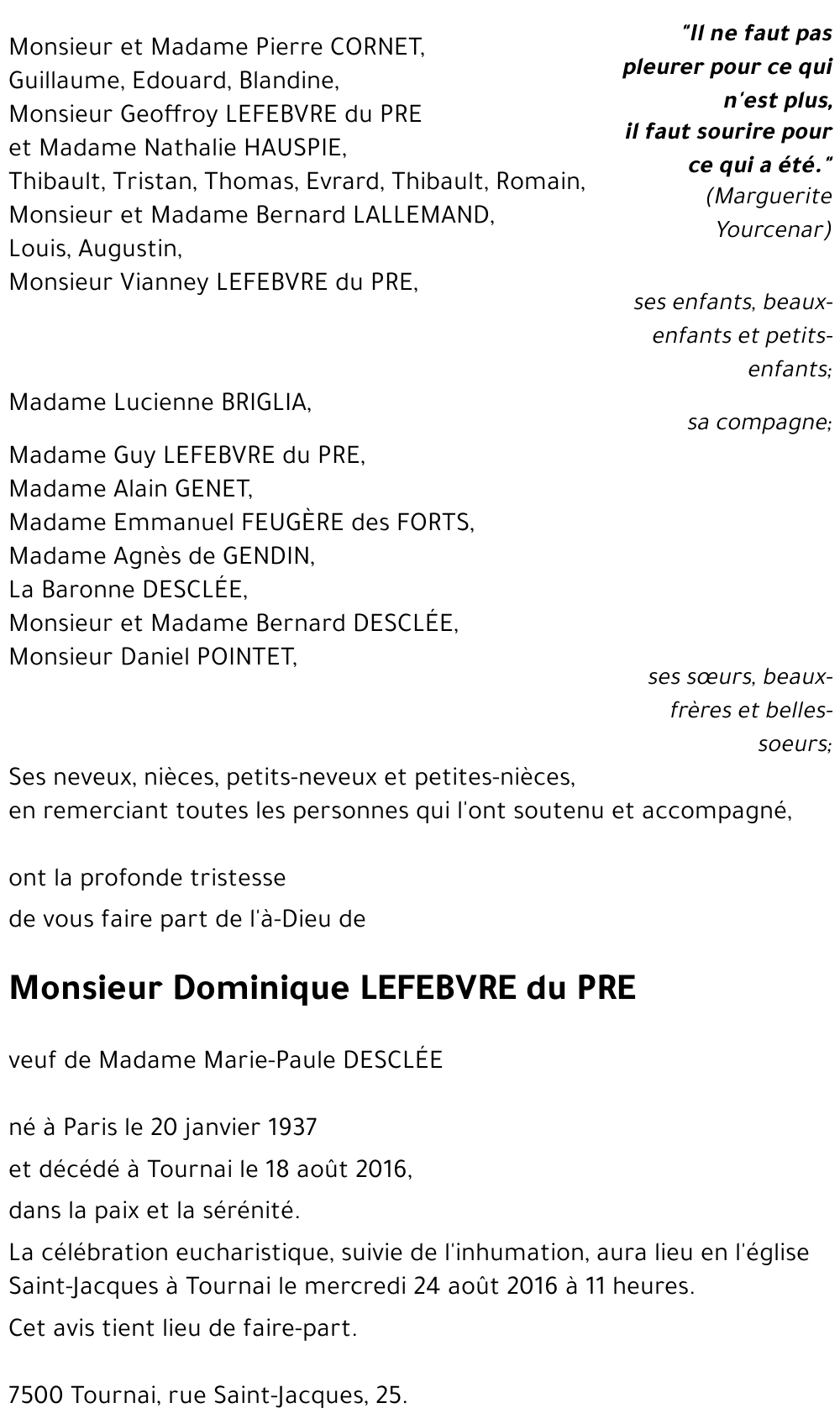 Dominique LEFEBVRE du PREY