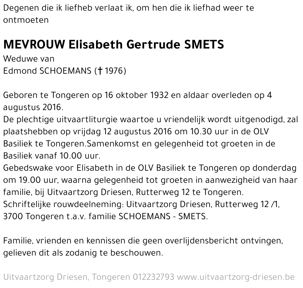 Elisabeth Gertrude Smets