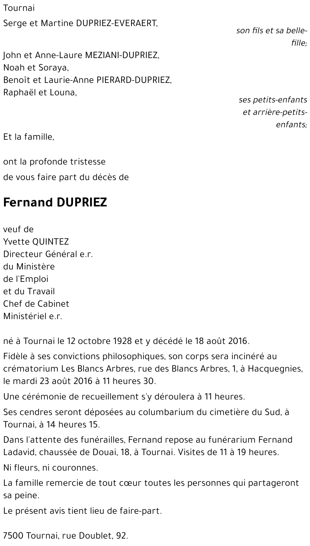 Fernand DUPRIEZ