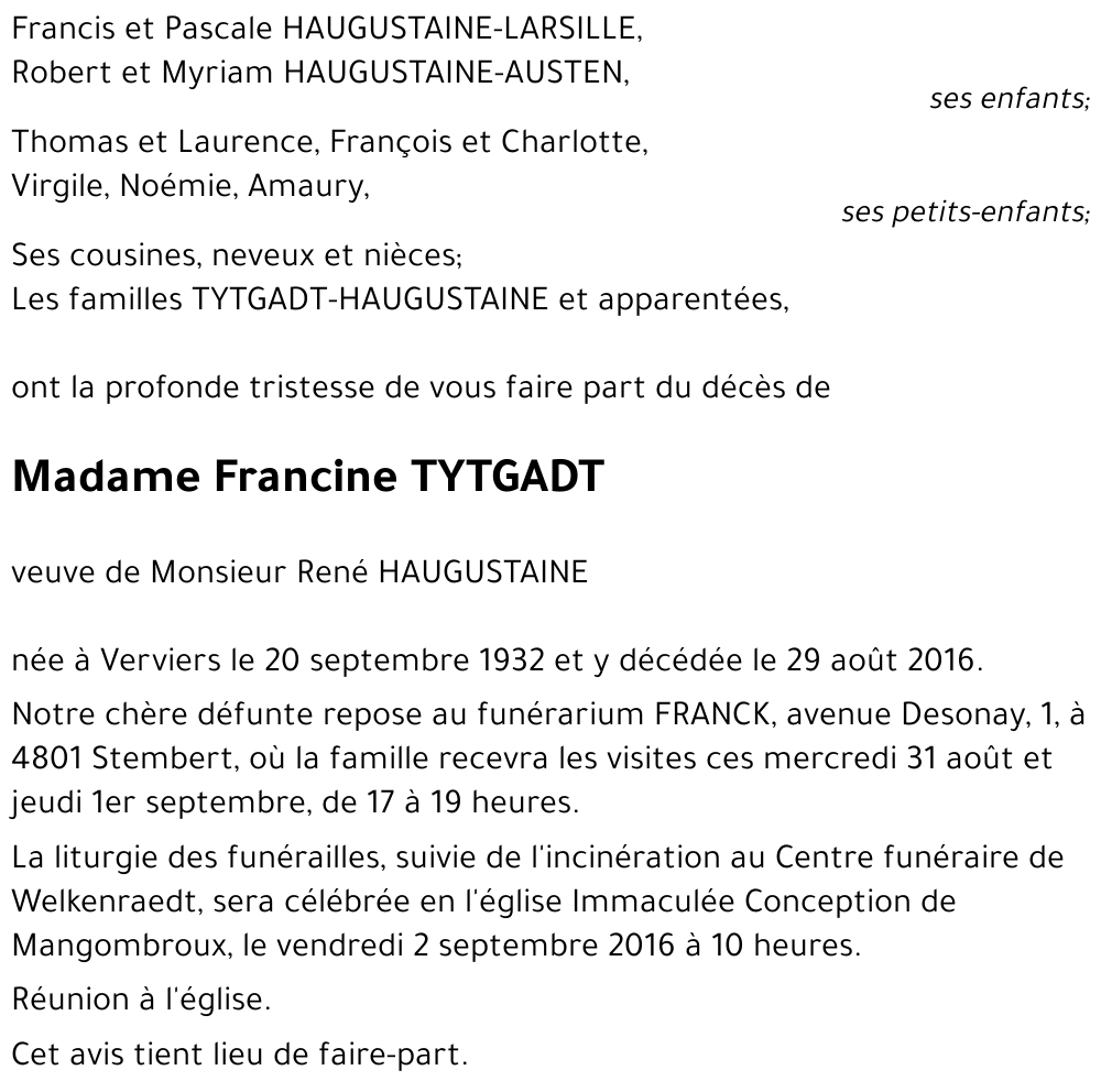 Francine TYTGADT