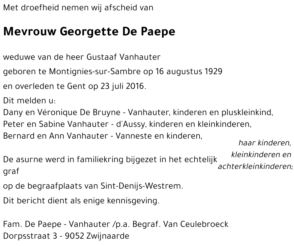 Georgette De Paepe