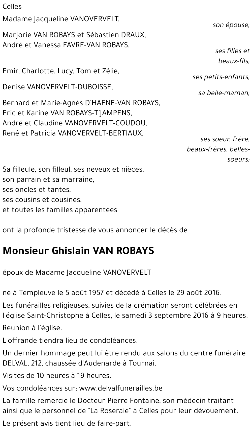 Ghislain VAN ROBAYS