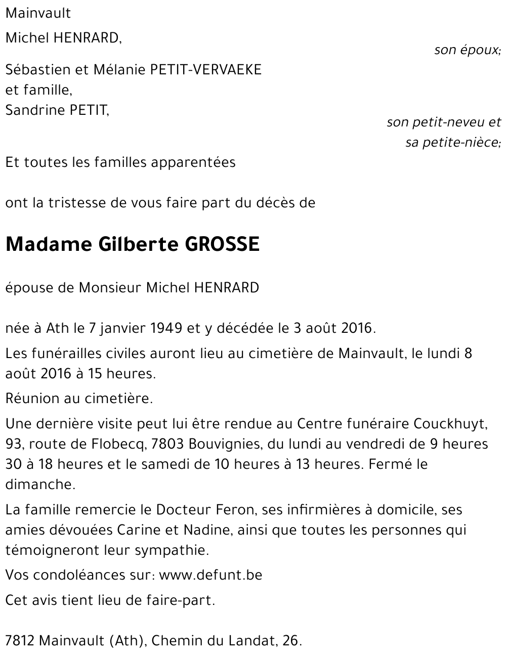 GROSSE Gilberte