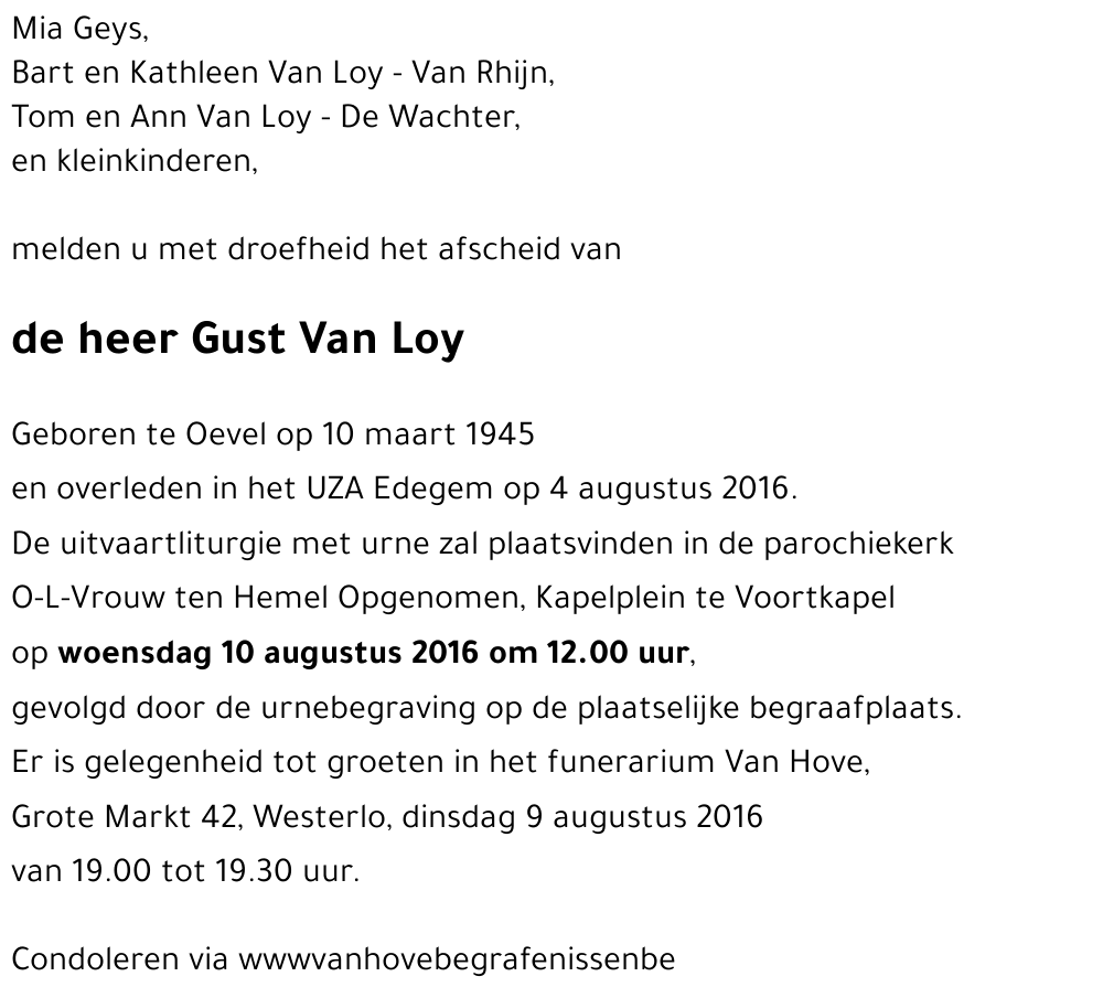 Gust Van Loy