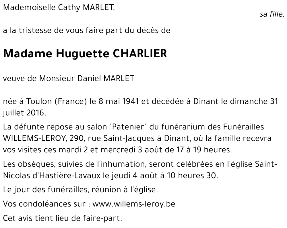 Huguette CHARLIER