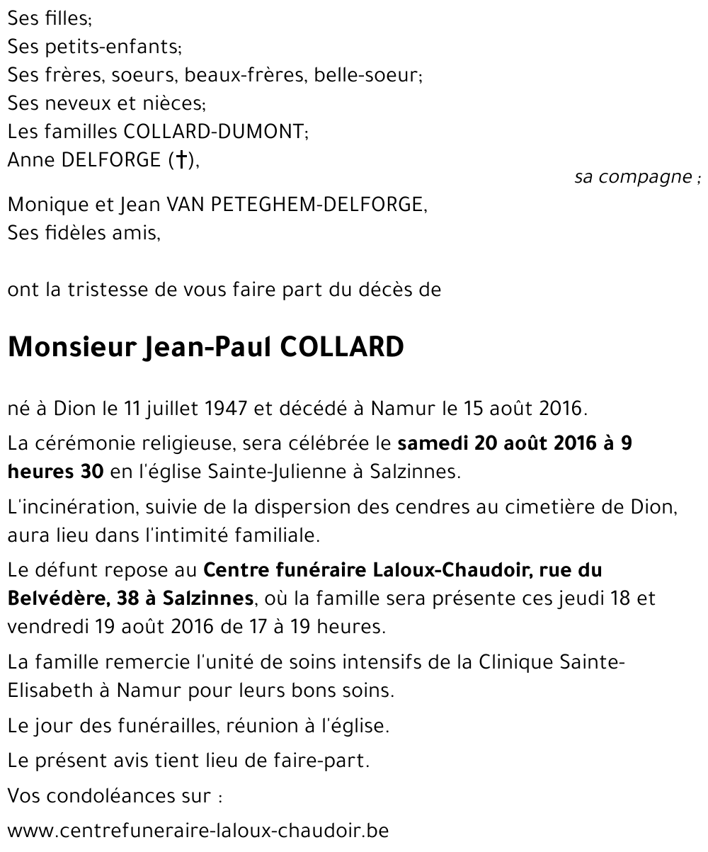 Jean-Paul COLLARD