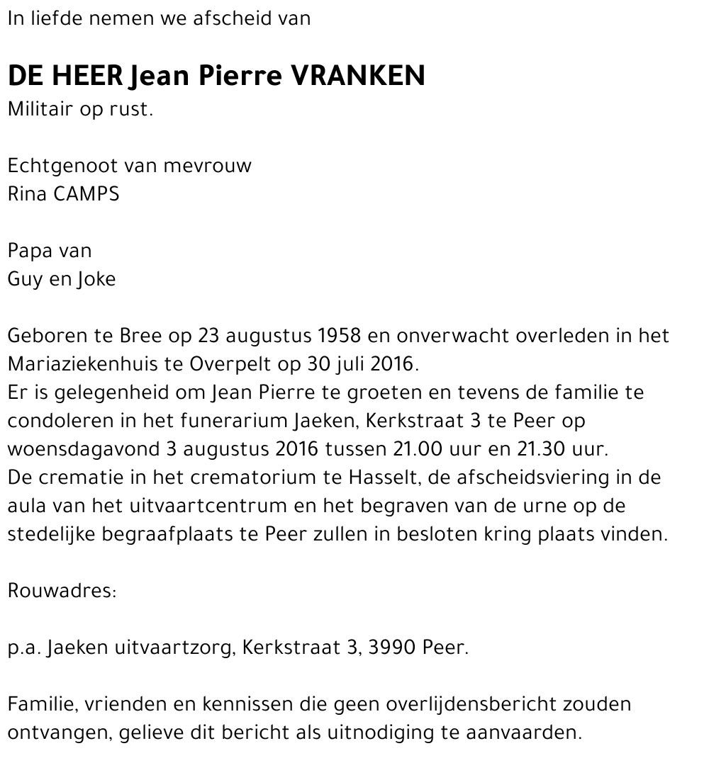 Jean Pierre Vranken
