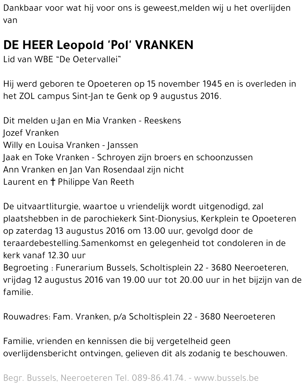 Leopold 'Pol' VRANKEN