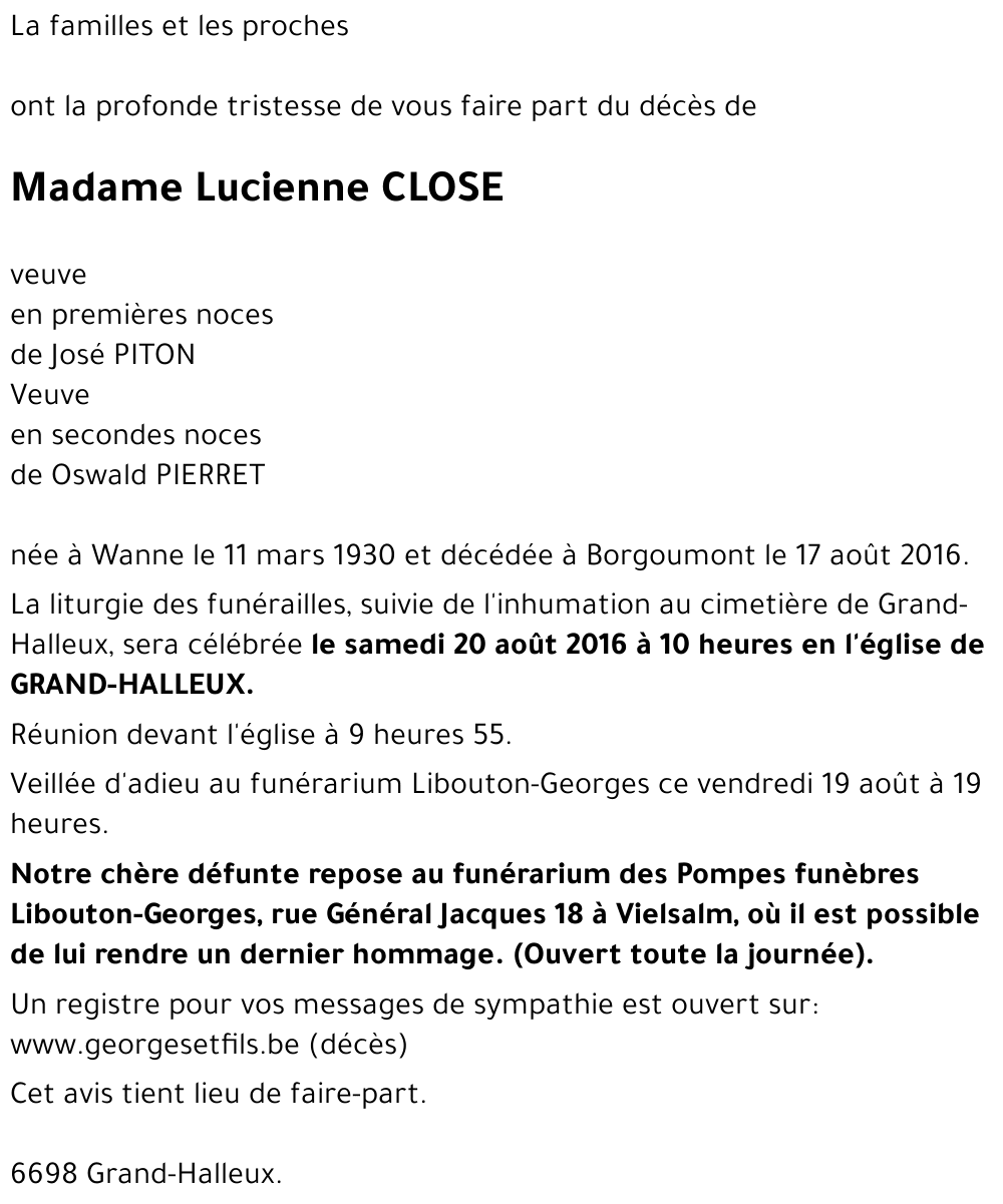 Lucienne CLOSE