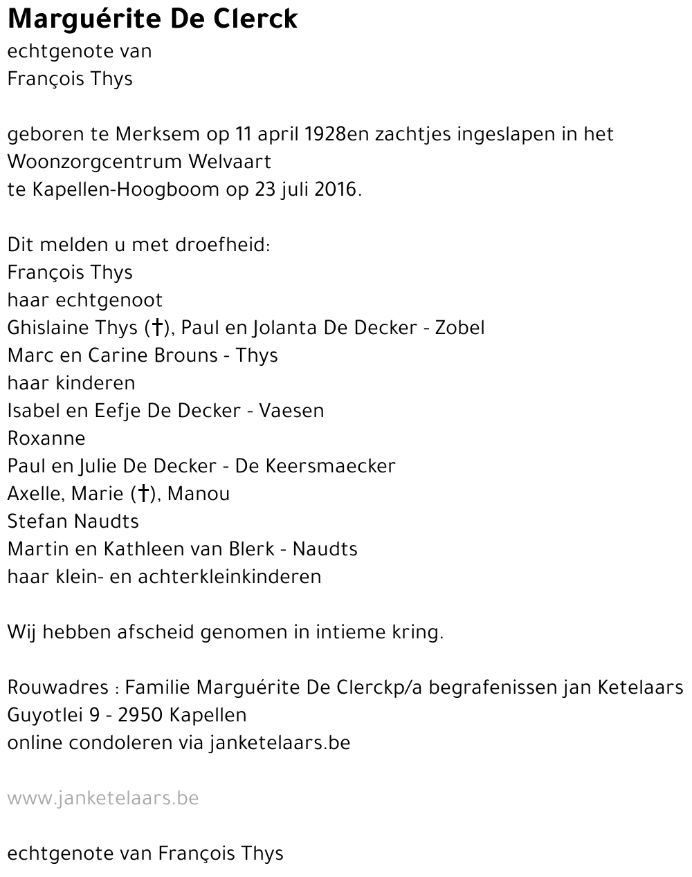 Marguérite De Clerck