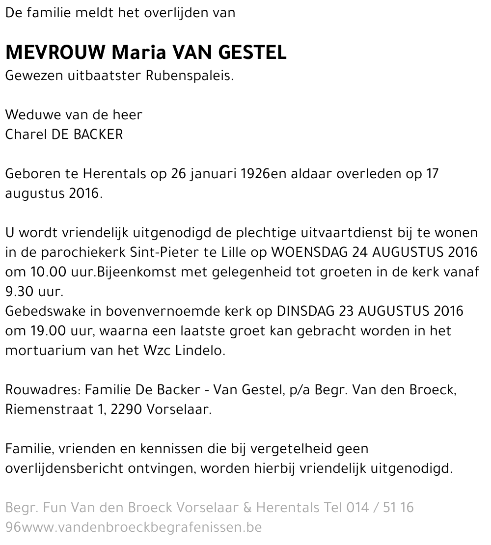 Maria Van Gestel