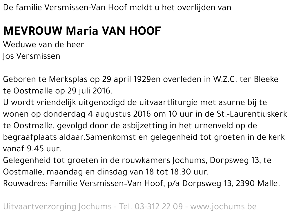 Maria Van Hoof