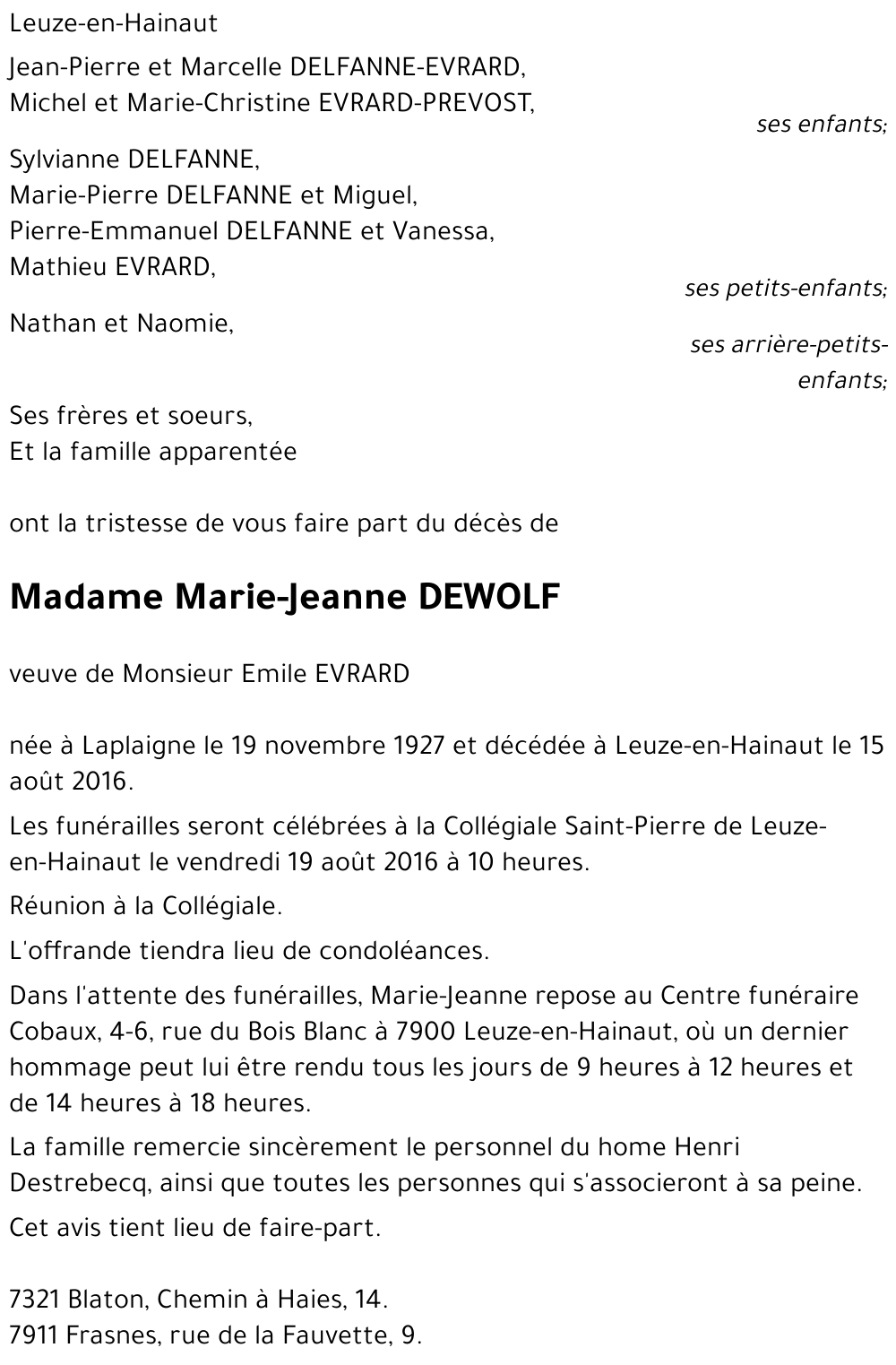 Marie-Jeanne DEWOLF