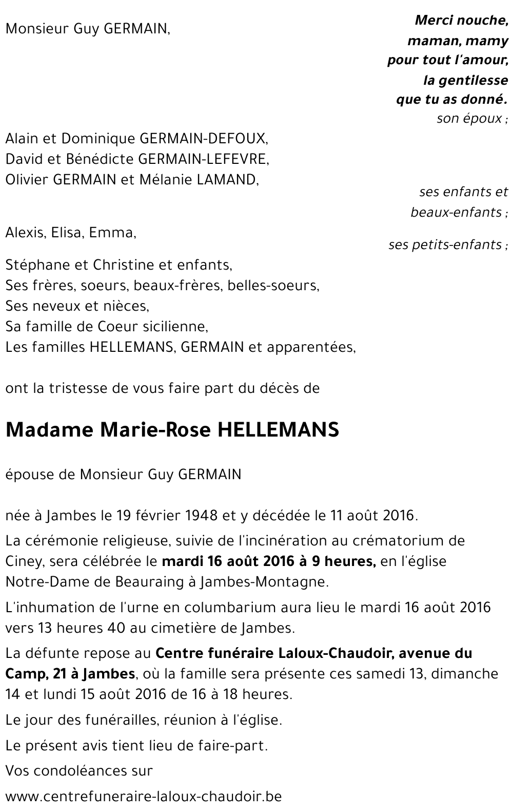 Marie-rose HELLEMANS