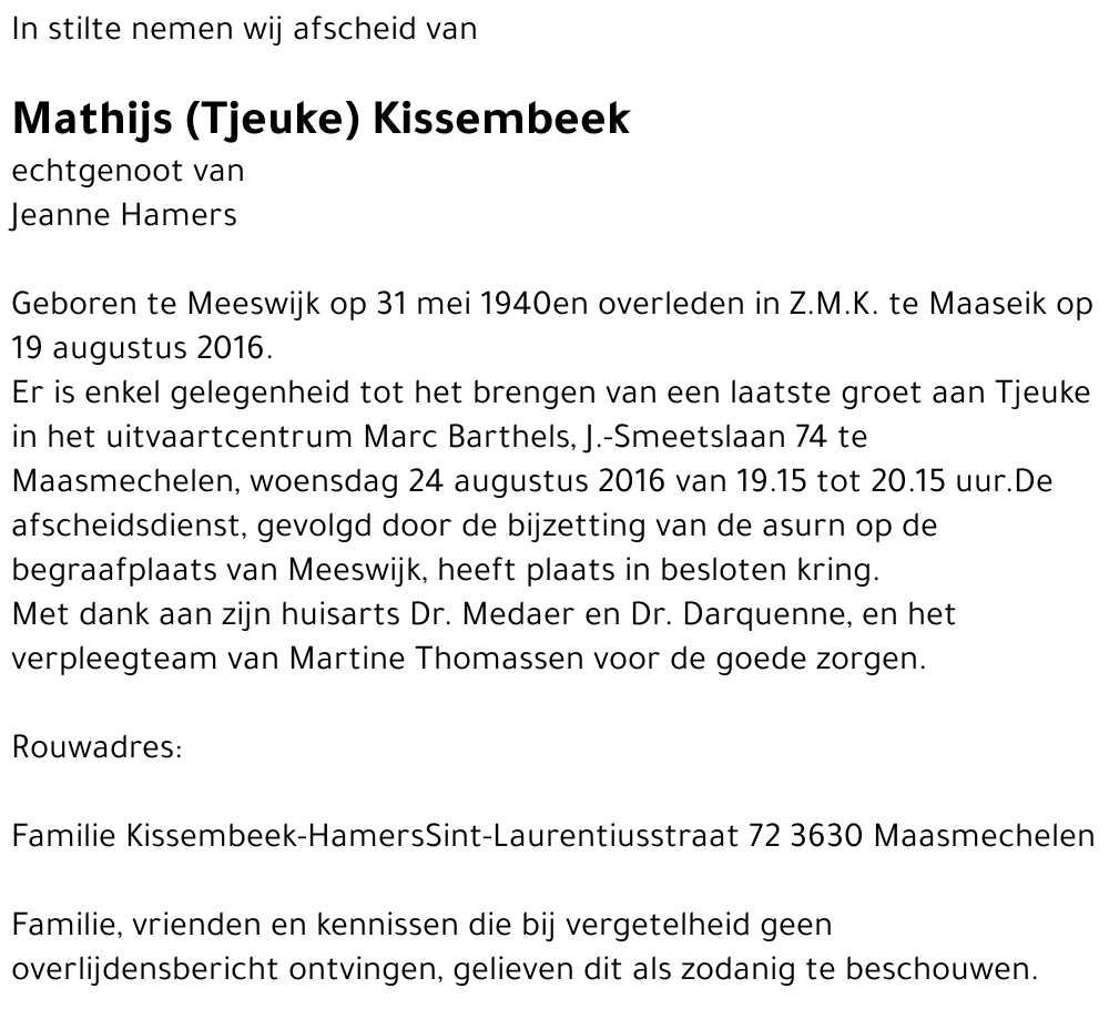Mathijs (Tjeuke) Kissembeek