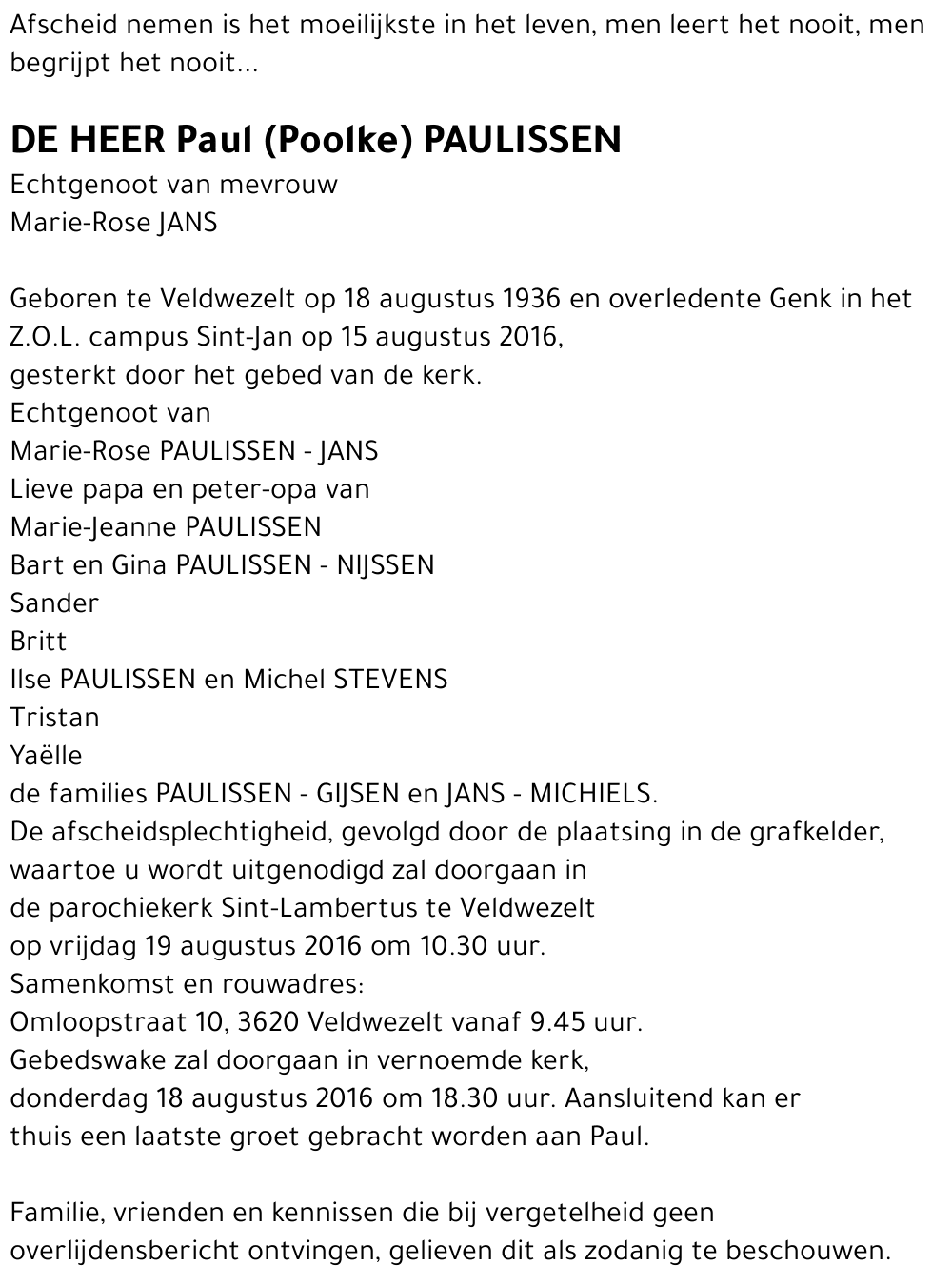 Paul (Poolke) PAULISSEN