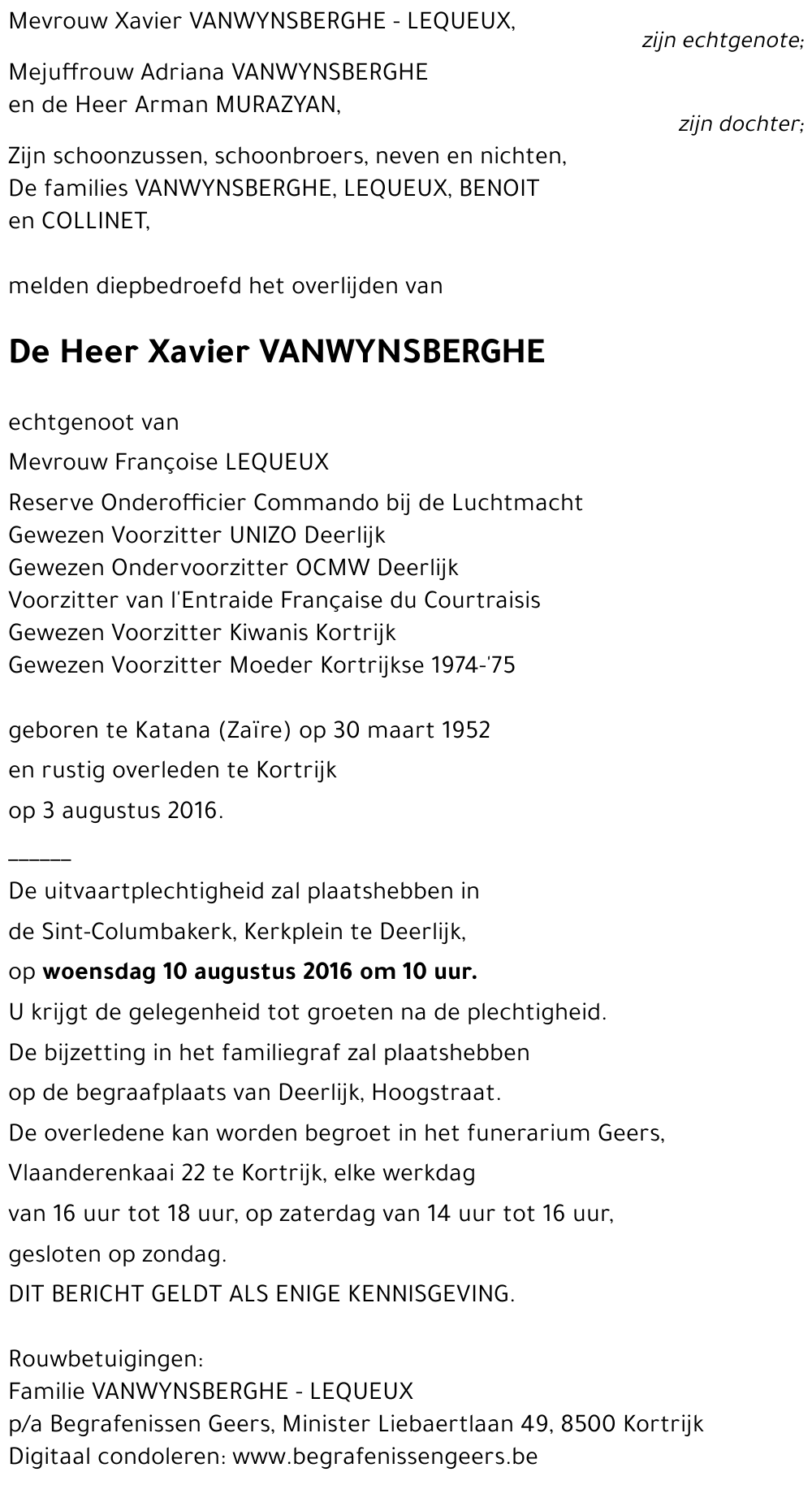 Xavier VANWYNSBERGHE