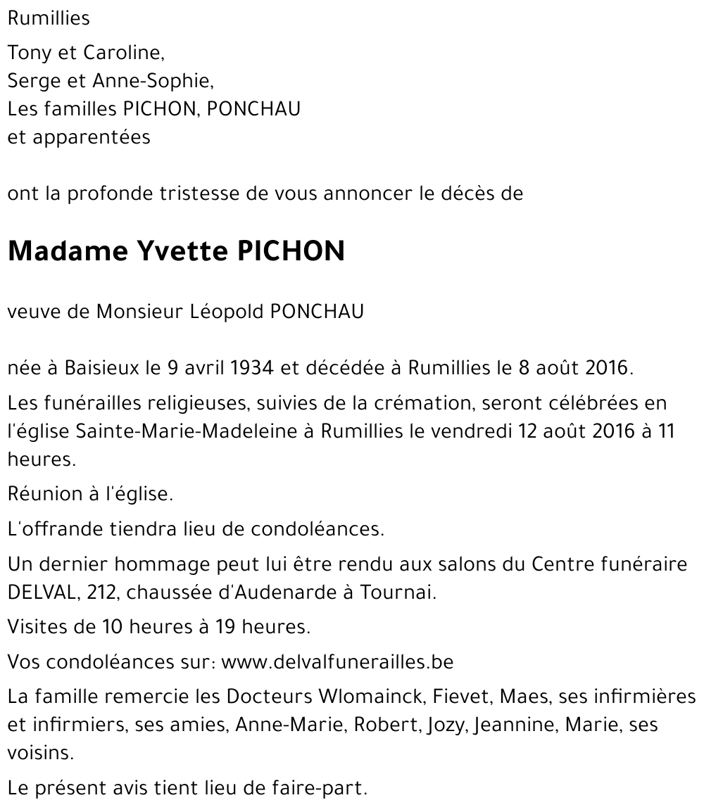 Yvette PICHON