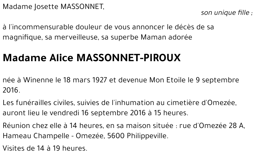 Alice MASSONNET - PIROUX