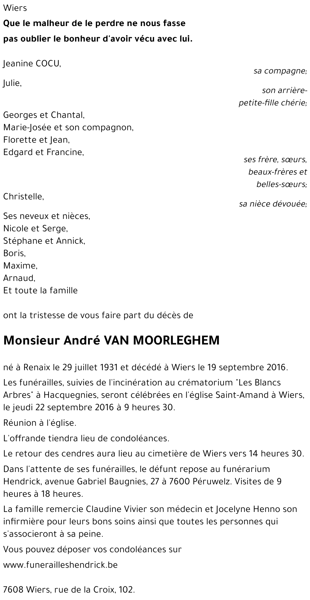 André VAN MOORLEGHEM