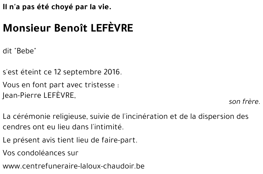 Benoît LEFÈVRE