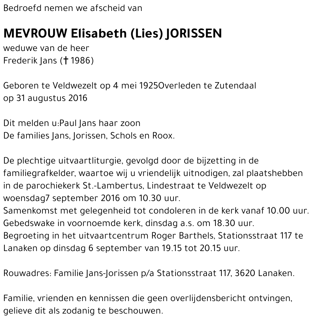 Elisabeth (Lies) Jorissen