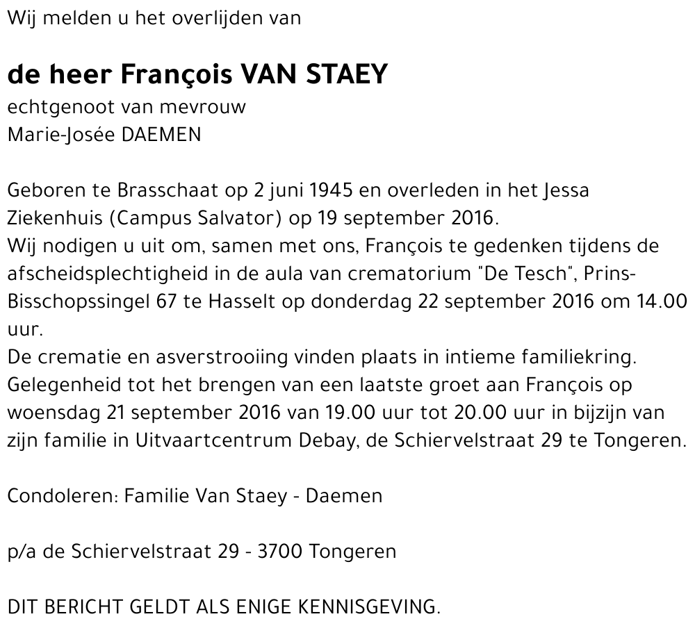 François VAN STAEY