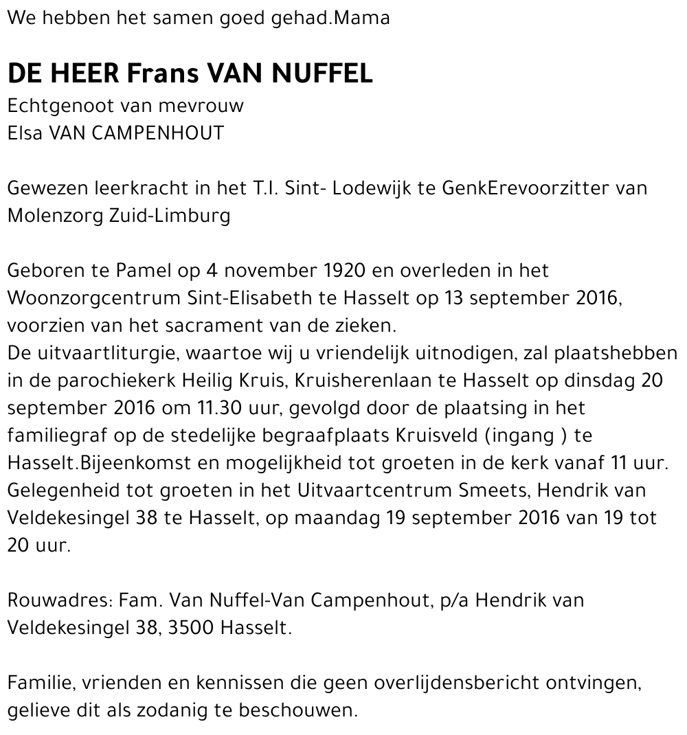 Frans Van Nuffel
