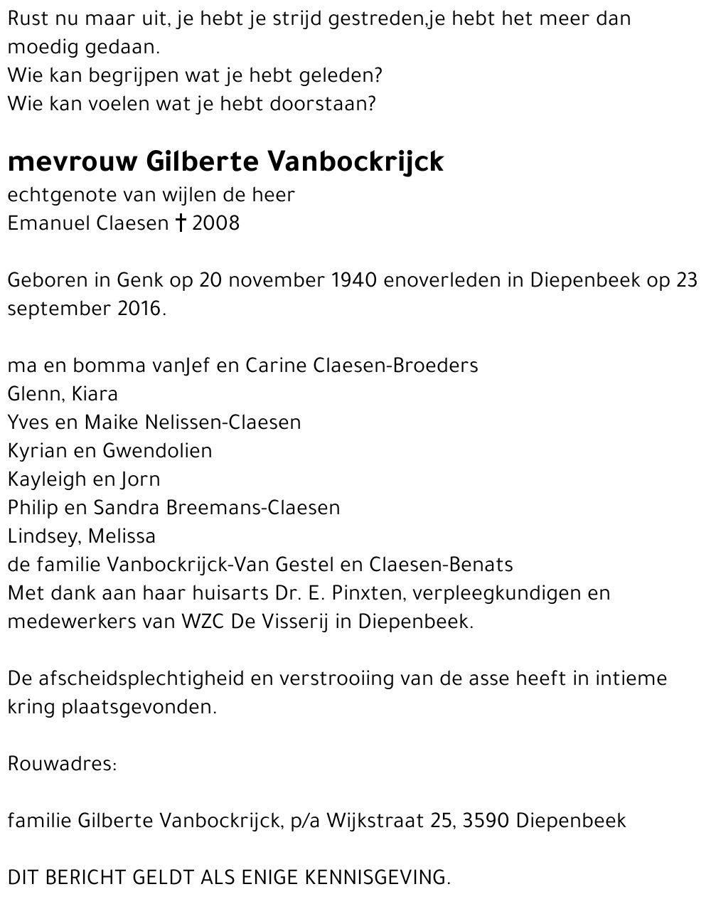 Gilberte Vanbockrijck