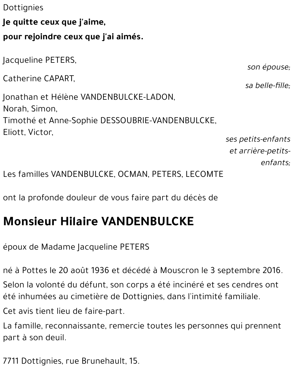 Hilaire VANDENBULCKE